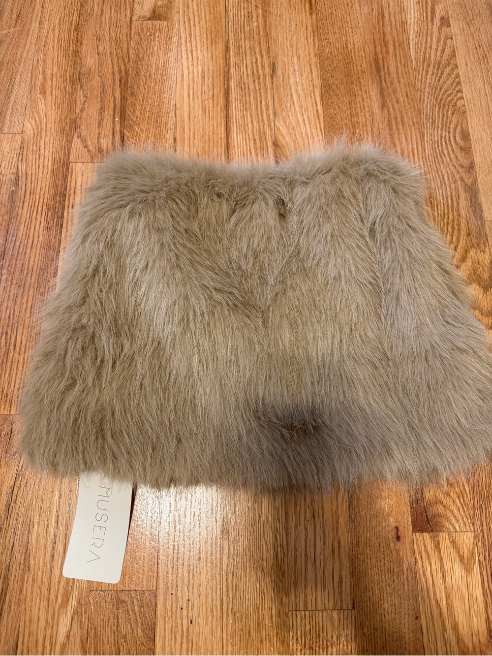 MUSERA Taupe Faux Fur Mini Skirt